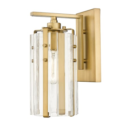 Z-Lite Alverton 1 Light Wall Sconce, Rubbed Brass & Clear 3036-1S-RB
